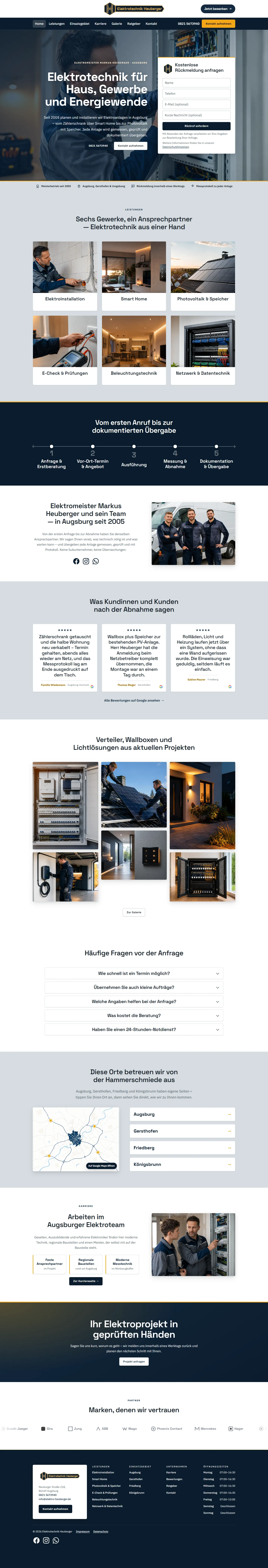Elektrotechnik Heuberger desktop website screenshot